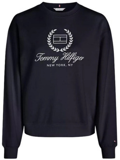 Tommy Hilfiger Flag Script Sweatshirt Tommy Hilfiger , Blue , Heren - Xl,L,M,S,Xs