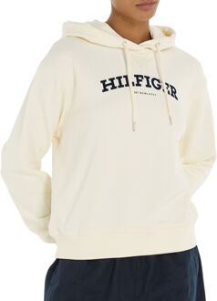 Tommy Hilfiger Flocked Monotype Hoodie Dames off white