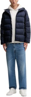 Tommy Hilfiger Gekapte Puffer Zip-up Jas Donkerblauw