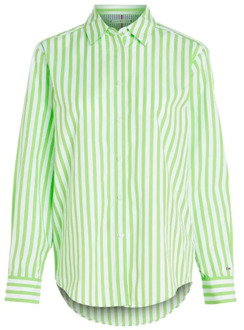 Tommy Hilfiger Gestreept casual katoenen poplin overhemd Tommy Hilfiger , Green , Dames - S,Xs