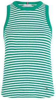 Tommy Hilfiger Gestreepte Rib Tanktop voor Vrouwen Tommy Hilfiger , Green , Dames - M,Xs