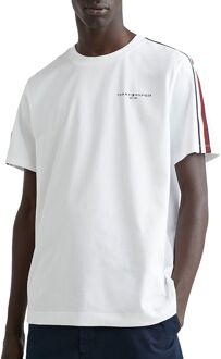 Tommy Hilfiger Global Stripe Shirt Heren wit - navy - rood - M