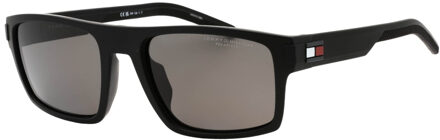 Tommy Hilfiger grijze PZ-lens matzwarte zonnebril