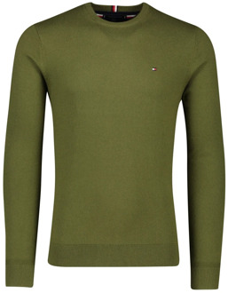 Tommy Hilfiger Groene Trui met Ronde Hals Tommy Hilfiger , Green , Heren - 2Xl,Xl