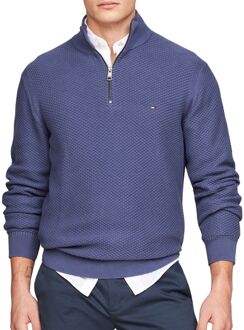 Tommy Hilfiger Half Zip Trui Structuur Blauw - L,M,XXL