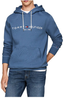 Tommy Hilfiger Heldere Blauwe Logo Hoody Sweater Tommy Hilfiger , Blue , Heren