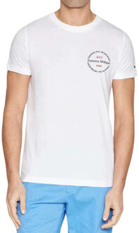 Tommy Hilfiger Heren cirkel logo t-shirt - maat M Wit