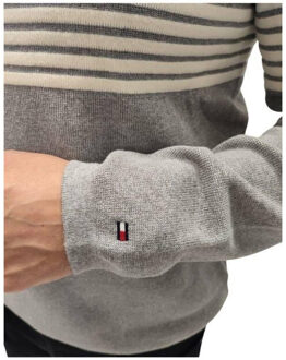 Tommy Hilfiger Heren contrast gestreepte sweater top regular - maat M Grijs