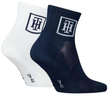 Tommy Hilfiger Heren enkelsokken van katoenmix (set van 2) Wit - 43-47