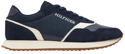 Tommy Hilfiger Heren evo colorama leren hardlooptrainers Blauw - 44,5