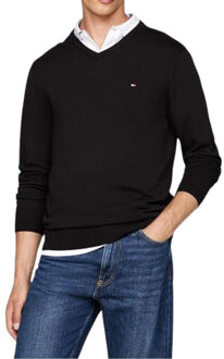 Tommy Hilfiger Heren geborduurd logo v hals sweater top Zwart - XXL / XXXL