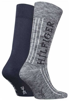Tommy Hilfiger Heren gestreepte sokken (set van 2) Grijs - 43-47