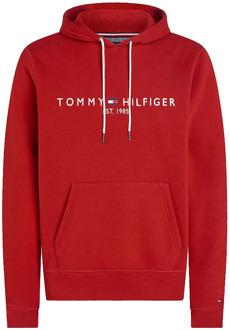 Tommy Hilfiger Heren Logo Hoody Sweater Kameel Tommy Hilfiger , Brown , Heren - M