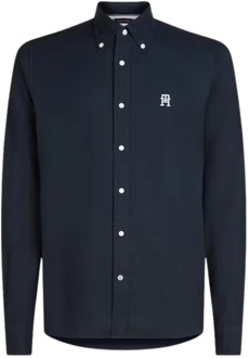 Tommy Hilfiger Heren Overhemd met Logo op de Borst Tommy Hilfiger , Blue , Heren - Xl,M