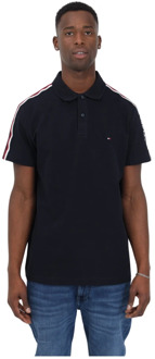 Tommy Hilfiger Heren Polo Shirt met Logo Mouw Tommy Hilfiger , Blue , Heren - Xl,L,S