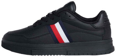 Tommy Hilfiger Heren supercup stripe leren trainers Zwart - 42