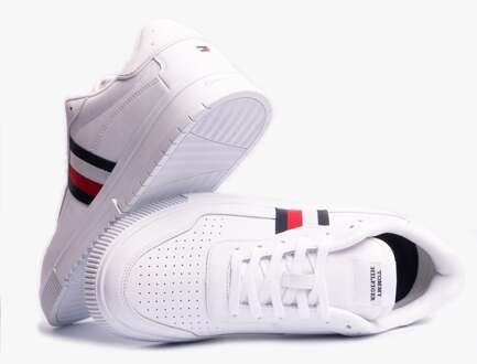 Tommy Hilfiger Heren SUPERCUP Striped Leren Sneakers Wit - maat