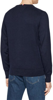 Tommy Hilfiger Heren sweater top katoenmix v hals - maat XS Blauw