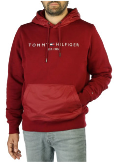Tommy Hilfiger Heren Sweatshirt met Capuchon in Effen Kleur Tommy Hilfiger , Red , Heren - L,M,S