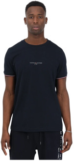 Tommy Hilfiger Heren T-shirt met korte mouwen en bedrukt logo Tommy Hilfiger , Blue , Heren - XL