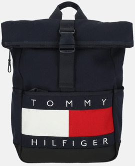 Tommy Hilfiger Heritage rolltop rugzak logo space blue Blauw