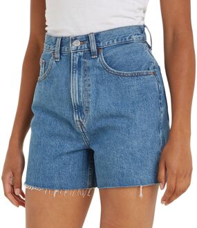 Tommy Hilfiger Hoge Taille Mom Short in Zacht Katoen Denim Tommy Hilfiger , Blue , Dames - W29,W30,W25,W28,W24,W26