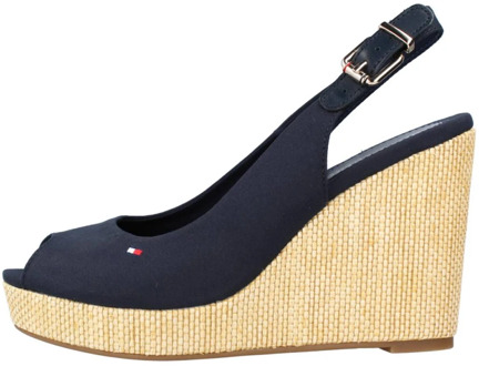 Tommy Hilfiger Iconic Elena Sling Back Wedge Blauw - 39,38