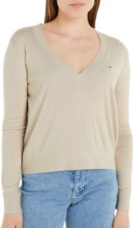 Tommy Hilfiger Jeans Essential V-neck Sweater Dames beige - L