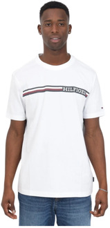 Tommy Hilfiger Klassiek wit T-shirt met iconisch logo Tommy Hilfiger , White , Heren - 2Xl,Xl,L,S