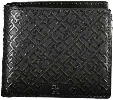 Tommy Hilfiger Leren Portemonnee Th Monogram - maat Zwart