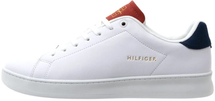 Tommy Hilfiger Leren Sneakers met Logo Details Tommy Hilfiger , White , Heren - 41 EU