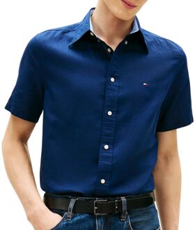 Tommy Hilfiger Linnen Blend Solid SS Overhemd Heren - XL