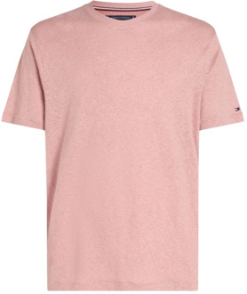Tommy Hilfiger Linnen Heren T-shirt met korte mouwen Tommy Hilfiger , Pink , Heren - L,M,S