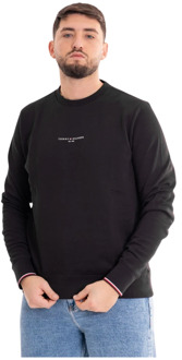 Tommy Hilfiger Logo Crewneck Sweater Tommy Hilfiger , Black , Heren - 2Xl,Xl,M