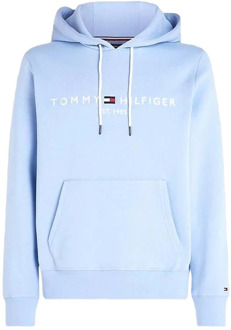 Tommy Hilfiger Logo Hoodie Heren blauw