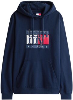 Tommy Hilfiger Logo Hoodie Pullover - maat M Donkerblauw