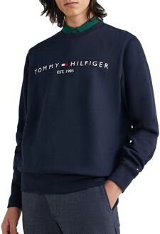 Tommy Hilfiger Logo Sweater Heren navy - wit - XL