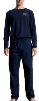 Tommy Hilfiger Long Sleeve Woven Pyjama Set Blauw - Large