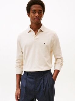 Tommy Hilfiger Longsleeve Polo Melange Ecru Off-White - 3XL,L,XL,XXL