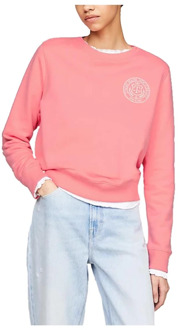 Tommy Hilfiger Luxe Reg Prep Sweatshirt met authentieke print Tommy Hilfiger , Pink , Dames - L,M,S,Xs