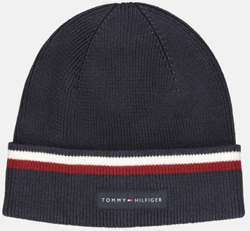 Tommy Hilfiger Mannen Liefde Streep Beanie Hoed Tommy Hilfiger , Blue , Heren - ONE Size