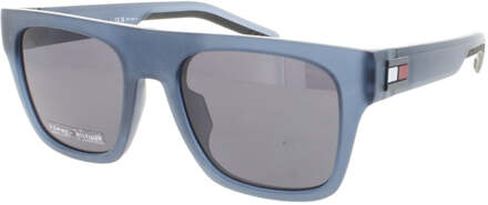 Tommy Hilfiger Matte Blue Frame Zonnebril met Grijze Lenzen - maat Blauw
