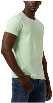 Tommy Hilfiger Mintgroene Stretch Slim Fit Tee Tommy Hilfiger , Green , Heren - 2Xl,M