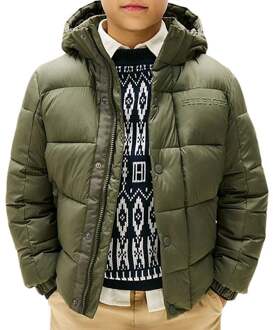 Tommy Hilfiger Mixed Texture Hooded Puffer Winterjas Junior - 16