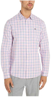 Tommy Hilfiger Moderne Oxford Check Overhemd Tommy Hilfiger , Pink , Heren - Xl,L,M,S