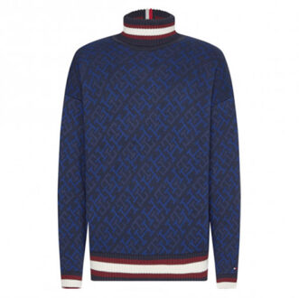 Tommy Hilfiger Monogram roll neck-desert sky Blauw - XXL