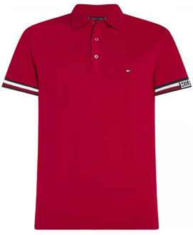 Tommy Hilfiger Monotype Flag Cuff Polo Shirt Tommy Hilfiger , Red , Heren - Xl,L,M,S