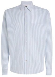 Tommy Hilfiger Oversized Gestreept Oxford Overhemd Tommy Hilfiger , Blue , Heren - 2Xl,Xl,L,M