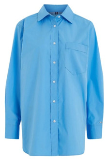 Tommy Hilfiger Oversized Katoenen Poplin Shirt Tommy Hilfiger , Blue , Dames - L,S,Xs,2Xs