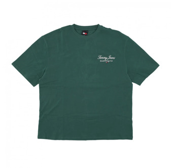 Tommy Hilfiger Oversized TJ Serif Luxe Tee - Court Green Tommy Hilfiger , Green , Heren - Xl,L,S